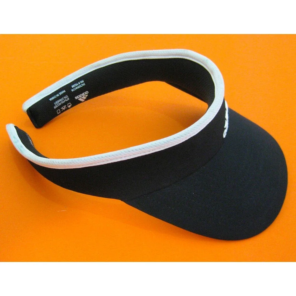 ADIDAS Black Visor Hat (Adult One Size) Logo ClimaLite Golf Tennis Walking